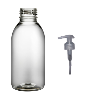 Plastová lahvička čirá s transparentní pumpičkou Tera 150 ml