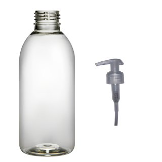 Plastová lahvička čirá s transparentní pumpičkou Tera 200 ml