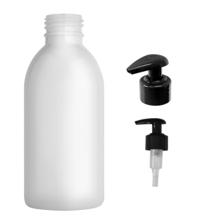 Plastová lahvička bílá s černou pumpičkou Tera 200 ml