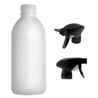 Plastová lahvička bílá s černým pistolovým rozprašovačem Tera 250 ml