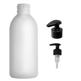 Plastová lahvička bílá s černou pumpičkou Tera 250 ml