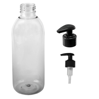Plastová lahvička čirá s černou pumpičkou Tera 300 ml