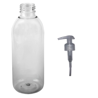 Plastová lahvička čirá s transparentní pumpičkou Tera 300 ml