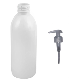 Plastová lékovka bílá s transparentní pumpičkou Tera 300 ml