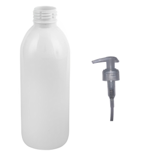 Plastová lékovka bílá s transparentní pumpičkou Tera 300 ml