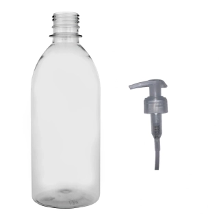 Plastová lahvička čirá s transparentní pumpičkou Tera 500 ml