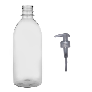 Plastová lahvička čirá s transparentní pumpičkou Tera 500 ml