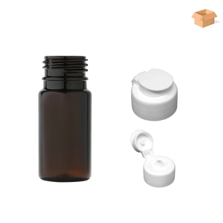 Plastová lahvička hnědá s bílým dávkovacím víčkem JAR Tera 35 ml - 700 ks