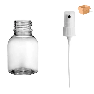 Plastová lahvička čirá s kosmetickým rozprašovačem Tera 50 ml - 600 ks