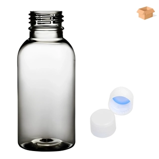 Plastová lahvička čirá s bílým uzávěrem Tera 100 ml - 400 ks