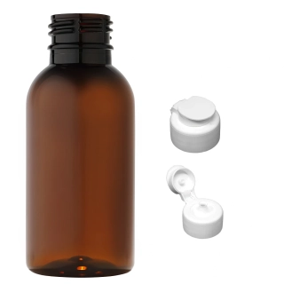 Plastová lahvička hnědá s bílým dávkovacím víčkem JAR Tera 100 ml