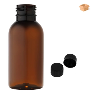 Plastová lahvička hnědá s černým uzávěrem Tera 100 ml - 400 ks