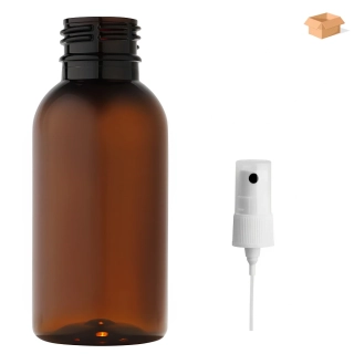 Plastová lahvička hnědá s kosmetickým rozprašovačem Tera 100 ml - 400 ks