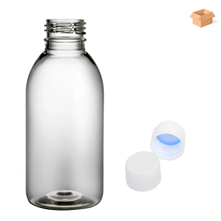 Plastová lahvička čirá s bílým uzávěrem Tera 150 ml - 260 ks