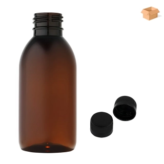 Plastová lahvička hnědá s černým uzávěrem Tera 150 ml - 260 ks