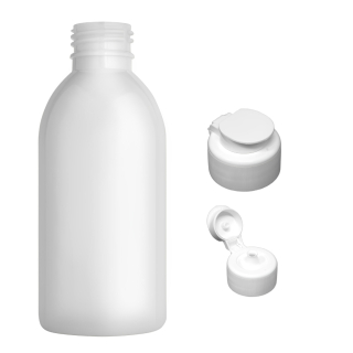 Plastová lahvička bílá s bílým dávkovacím víčkem Tera 200 ml