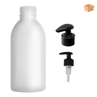 Plastová lahvička bílá s černou pumpičkou Tera 200 ml - 220 ks