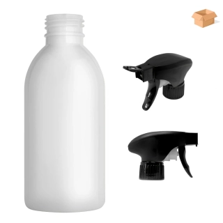 Plastová lahvička bílá s černým pistolovým rozprašovačem Tera 200 ml - 220 ks