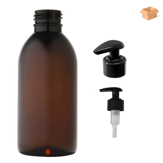 Plastová lahvička hnědá s černou pumpičkou Tera 200 ml - 220 ks