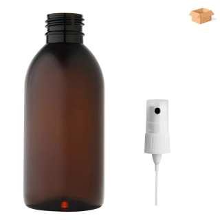 Plastová lahvička hnědá s kosmetickým rozprašovačem Tera 200 ml - 220 ks