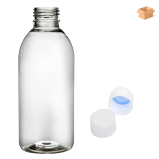 Plastová lahvička čirá s bílým uzávěrem Tera 250 ml - 180 ks