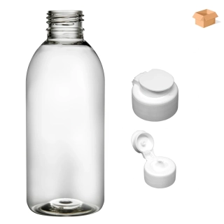 Plastová lahvička čirá s bílým dávkovacím víčkem Tera 250 ml - 180 ks
