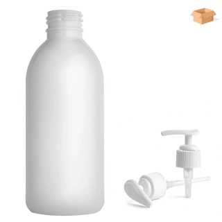 Plastová lahvička bílá s bílou pumpičkou Tera 250 ml - 180 ks