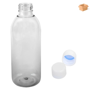 Plastová lahvička čirá s bílým uzávěrem Tera 300 ml - 160 ks