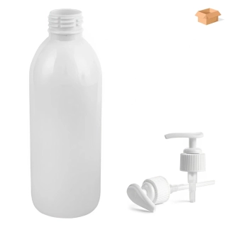 Plastová lahvička bílá s bílou pumpičkou Tera 300 ml - 160 ks