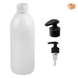 Plastová lahvička bílá s černou pumpičkou Tera 300 ml - 160 ks