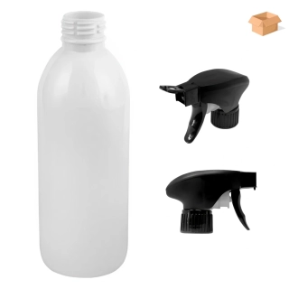 Plastová lahvička bílá s černým pistolovým rozprašovačem Tera 300 ml - 160 ks