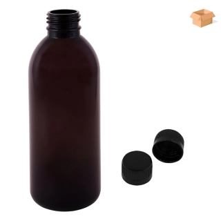 Plastová lahvička hnědá s černým uzávěrem Tera 300 ml - 160 ks