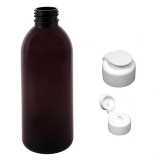 Plastová lahvička hnědá s bílým dávkovacím víčkem JAR Tera 300 ml