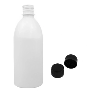 Plastová lahvička bílá s černým uzávěrem Tera 500 ml