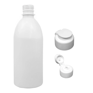 Plastová lahvička bílá s bílým dávkovacím víčkem Tera 500 ml