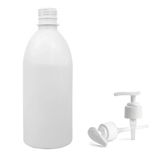 Plastová lahvička bílá s bílou pumpičkou Tera 500 ml