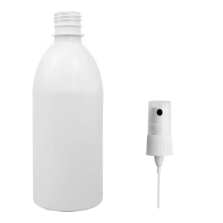 Plastová lahvička bílá s kosmetickým rozprašovačem Tera 500 ml