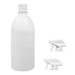 Plastová lahvička bílá s bílým pistolovým rozprašovačem Tera 500 ml