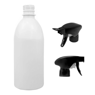 Plastová lahvička bílá s černým pistolovým rozprašovačem Tera 500 ml