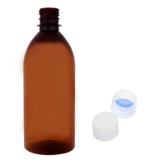 Plastová lahvička hnědá s bílým uzávěrem Tera 500 ml