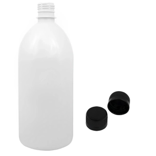 Plastová láhev bílá s černým víčkem Tera 1 L