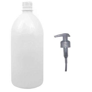 Plastová láhev bílá s transparentní pumpičkou Tera 1 L