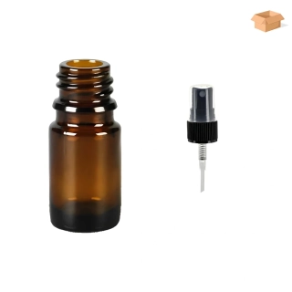 Skleněná lékovka s černým kosmetickým rozprašovačem Luna 15 ml - 195 ks