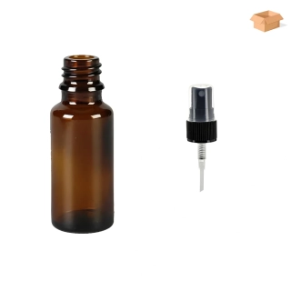 Skleněná lékovka s černým kosmetickým rozprašovačem Luna 20 ml - 216 ks