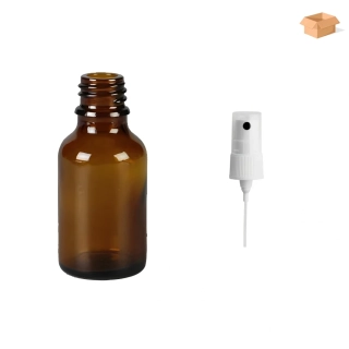 Skleněná lékovka s bílým kosmetickým rozprašovačem Luna 25 ml - 156 ks