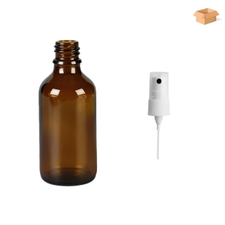 Skleněná lékovka s bílým kosmetickým rozprašovačem Luna 50 ml - 110 ks