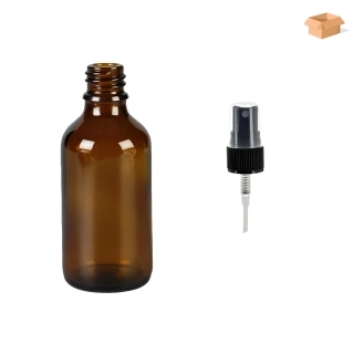 Skleněná lékovka s černým kosmetickým rozprašovačem Luna 50 ml - 110 ks