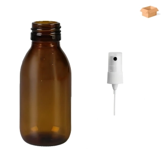 Skleněná lékovka s bílým kosmetickým rozprašovačem Luna 100 ml - 68 ks