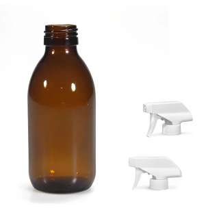 Skleněná lékovka s bílým pistolovým rozprašovačem Luna 150 ml