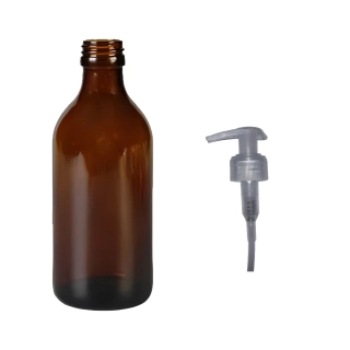 Skleněná lékovka s transparentní pumpičkou Luna 250 ml